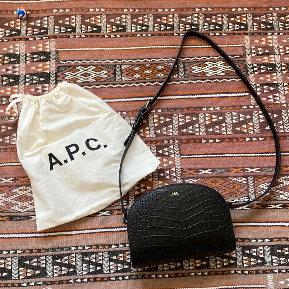 APC Demi-Lune Bag Embossed Crocodile Motif EUC.